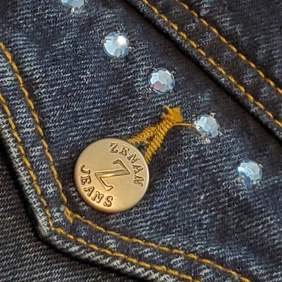 Zenan Jeans Denim Bling Studded Embellished Jacket - Picture 9 of 16